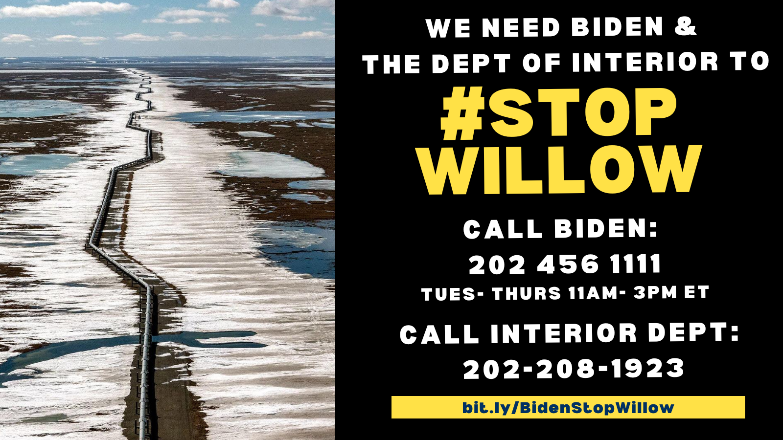 Stop Willow! Call Biden 202-456-1111 and Dept of Interior 202-208-1923 today.